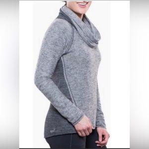 Kuhl 2 Tone Gray Dark and Light Cowl Neck Wool Blend Sweater